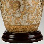 Настольная лампа с фарфоровым основанием с декоративным орнаментом и белым абажуром на темной круглой подставке Elstead Lighting варинант исполнения - 9 | Loft Concept во Владивостоке