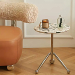 Дизайнерский журнальный стол с круглой столешницей на изогнутых стальных ножках Obafaby варинант исполнения - 1 | Loft Concept во Владивостоке