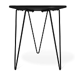 Стол журнальный с круглой столешницей из стекла на 3-х черных ножках Beige Marble варинант исполнения - 4 | Loft Concept во Владивостоке