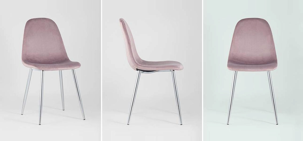 Стул Archie Chair Пыльно-Розовый Велюр Хромированные ножки Стул Archie Chair Пыльно-Розовый Велюр Хромированные ножки - Loft-Concept во Владивостоке