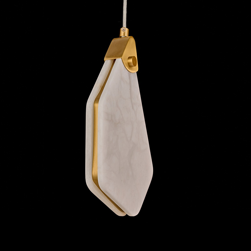 Подвесной светильник фигурный плафон Stone Polygon Белый Латунь во Владивостоке | Loft Concept 