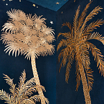 Обои с вышивкой ручной работы Deco Palms Original colourway on velvet варинант исполнения - 3 | Loft Concept во Владивостоке