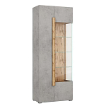 Шкаф-витрина с фасадом цвета серый бетон и стеклянными дверками Grace of Furniture варинант исполнения - 2 | Loft Concept во Владивостоке