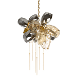 Люстра подвесная со стеклянными плафонами из дымчатого и золотистого с шестью вертикальными подвесками Gilded Mirage  варинант исполнения - 1 | Loft Concept во Владивостоке