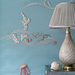 Обои с вышивкой ручной работы Amami Waves Moonbeam colourway on silk moire варинант исполнения - 4 | Loft Concept во Владивостоке