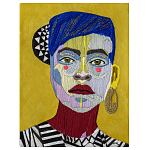 Картина с вышивкой Портрет wall panel People with the yellow ear 1 варинант исполнения - 2 | Loft Concept во Владивостоке