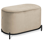 Банкетка овальная бежевый велюр на 4-х металлических ножках черного цвета SANJAY варинант исполнения - 1 | Loft Concept во Владивостоке