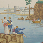 Обои ручная роспись Views of Italy Olive варинант исполнения - 1 | Loft Concept во Владивостоке