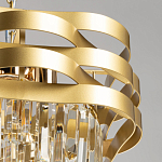 Люстра цвета матового золота с металлическими лентами и длинными прозрачными подвесками Gilded Waves варинант исполнения - 6 | Loft Concept во Владивостоке