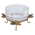 Чаша из прозрачного стекла на бронзовых ножках в виде стрекоз Eden Garden варинант исполнения - 1 | Loft Concept во Владивостоке