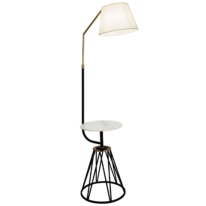 Торшер с абажуром и приставным столом Ottavio Lighting and Furniture Floor Lamp Белый Бежевый Черный Торшер с абажуром и приставным столом Ottavio Lighting and Furniture Floor Lamp Белый Бежевый Черный во Владивостоке | Loft Concept