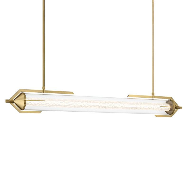 Подвесной светильник линейный золотого цвета с длинной цилиндрической стеклянной трубкой Eurofase Прозрачное Стекло Золотой во Владивостоке | Loft Concept 