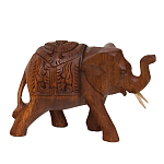 Статуэтка из дерева суар в виде слона в традиционном облачении Little Elephant варинант исполнения - 2 | Loft Concept во Владивостоке