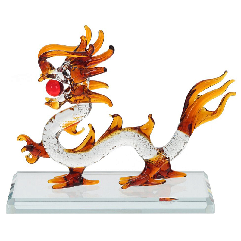 Декоративная стеклянная статуэтка Дракон Glass Dragon Statuette Прозрачное Стекло Янтарный Красный Декоративная стеклянная статуэтка Дракон Glass Dragon Statuette Прозрачное Стекло Янтарный Красный во Владивостоке | Loft Concept