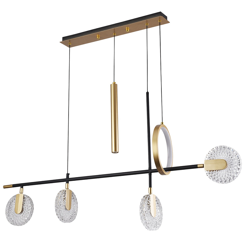 Линейная металлическая геометрическая люстра Geometry Crystal Linear Chandelier Латунь Прозрачный Черный Линейная металлическая геометрическая люстра Geometry Crystal Linear Chandelier Латунь Прозрачный Черный во Владивостоке | Loft Concept