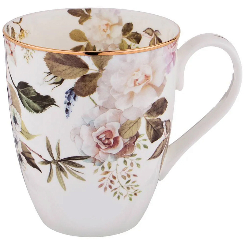 Кружка белая из фарфора с рисунком цветов 400 мл Garden Whisper Porcelain Set Белый Мульти Кружка белая из фарфора с рисунком цветов 400 мл Garden Whisper Porcelain Set Белый Мульти во Владивостоке | Loft Concept