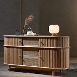 Дизайнерский комод овальный с фактурным фасадом и вставками из плетеных элементов Ambar варинант исполнения - 2 | Loft Concept во Владивостоке