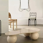 Дизайнерский журнальный стол с изогнутой столешницей на круглых ножках Rigilyr варинант исполнения - 2 | Loft Concept во Владивостоке