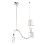 Подвесной светильник с белым текстильным абажуром и изогнутым хрустальным основанием с подвесками Lustre Reverie варинант исполнения - 2 | Loft Concept во Владивостоке