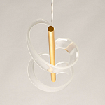 Люстра линейная золотистого цвета с двумя прозрачными волнистыми элементами Wave Line варинант исполнения - 8 | Loft Concept во Владивостоке