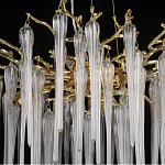 Люстра золотого цвета с декоративными ветками и длинными прозрачными стеклянными подвесами в форме сосулек Droplet Chandelier варинант исполнения - 10 | Loft Concept во Владивостоке