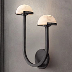 Бра с 2-мя мраморными плафонами на черном корпусе Light Warm Light варинант исполнения - 3 | Loft Concept во Владивостоке