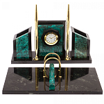 Настольный письменный набор из змеевика с часами Successful Leader варинант исполнения - 1 | Loft Concept во Владивостоке