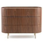 Комод округлой формы с тремя ящиками Walnut and Leather варинант исполнения - 1 | Loft Concept во Владивостоке
