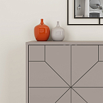 Комод бежево-серый с 4-мя дверцами с геометрическим рисунком на металлических ножках DUNE CONSOLE LIGHT MOCHA варинант исполнения - 4 | Loft Concept во Владивостоке