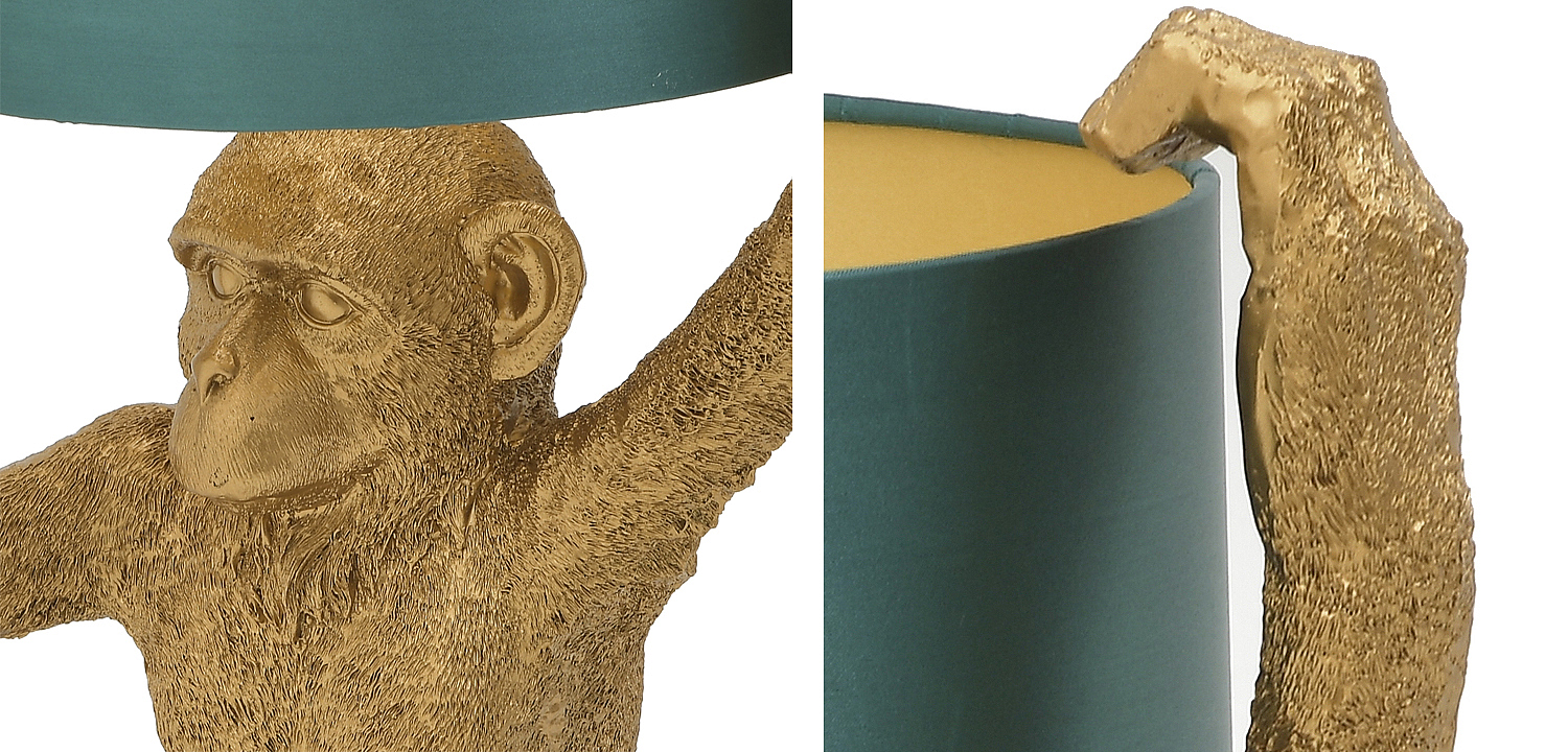 Настольная лампа Gold Monkey Holding Lampshade Настольная лампа Gold Monkey Holding Lampshade - Loft-Concept во Владивостоке