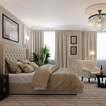 Кровать двуспальная бежевая с основанием из массива дерева с мягким изголовьем Flax Beds варинант исполнения - 4 | Loft Concept во Владивостоке