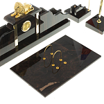 Настольный письменный набор из чёрного обсидиана с декором в виде льва Golden Lion варинант исполнения - 3 | Loft Concept во Владивостоке