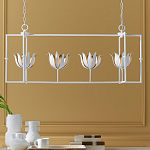 Люстра белая прямоугольная с абажурами в виде цветков тюльпана White Tulips варинант исполнения - 8 | Loft Concept во Владивостоке