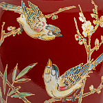 Настольная лампа бордовая с изображением птиц Slip Away варинант исполнения - 6 | Loft Concept во Владивостоке