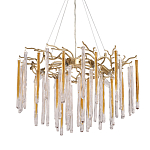 Люстра подвесная золотого цвета с разветвленными ветвями и прозрачными стеклянными подвесками Droplet Chandelier варинант исполнения - 1 | Loft Concept во Владивостоке