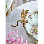 Чаша из голубого фарфора на бронзовых ножках с рисунком цветов и фигурками стрекоз Blue Garden варинант исполнения - 5 | Loft Concept во Владивостоке