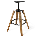 Барный стул со спинкой и металлической подставкой на 4-х деревянных ножках Бежевый Велюр Vendramin Chair варинант исполнения - 8 | Loft Concept во Владивостоке