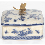 Фарфоровая шкатулка с бронзовой стрекозой Blue and White варинант исполнения - 3 | Loft Concept во Владивостоке