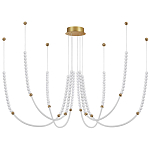 Люстра подвесная с 6-ю изогнутыми плафонами и белыми декоративными шариками PEARLS Suspension варинант исполнения - 1 | Loft Concept во Владивостоке