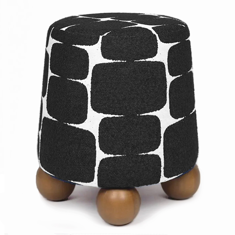 Пуф Wakonda Черно-Белый с круглыми ножками Белый Черный Коричневый во Владивостоке | Loft Concept 