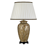 Настольная лампа восточная с основанием из керамики серебряная с цветочным и лиственным декором и белым плиссированным абажуром Elstead Lighting варинант исполнения - 1 | Loft Concept во Владивостоке