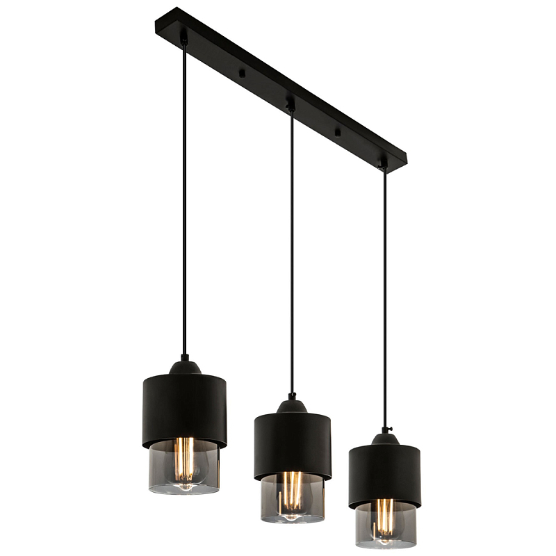 Подвесной светильник с 3-мя плафонами из дымчатого стекла Volta Flos Trio Hanging Lamp Черный Стекло Смок Подвесной светильник с 3-мя плафонами из дымчатого стекла Volta Flos Trio Hanging Lamp Черный Стекло Смок во Владивостоке | Loft Concept