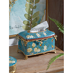 Салфетница прямоугольная голубого цвета с цветами и бабочками Blue Garden варинант исполнения - 3 | Loft Concept во Владивостоке