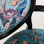 Полукресло из массива бука бирюзовое с изображением птиц и цветов Turquoise Chinoiserie Garden Chair варинант исполнения - 4 | Loft Concept во Владивостоке