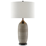 Настольная лампа керамическая с тканевым цилиндрическим абажуром Bullet варинант исполнения - 2 | Loft Concept во Владивостоке