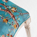 Стул из массива бука бирюзовый с изображением птиц и цветов Turquoise Beige Chinoiserie Peach Garden Chair варинант исполнения - 4 | Loft Concept во Владивостоке