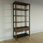 Стеллаж Elsa Dreams Walnut со стеклянными полками и ящиком варинант исполнения - 1 | Loft Concept во Владивостоке