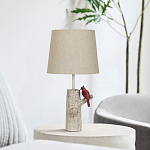 Настольная лампа с тканевым абажуром и основанием в виде птицы на дереве Simurq варинант исполнения - 3 | Loft Concept во Владивостоке