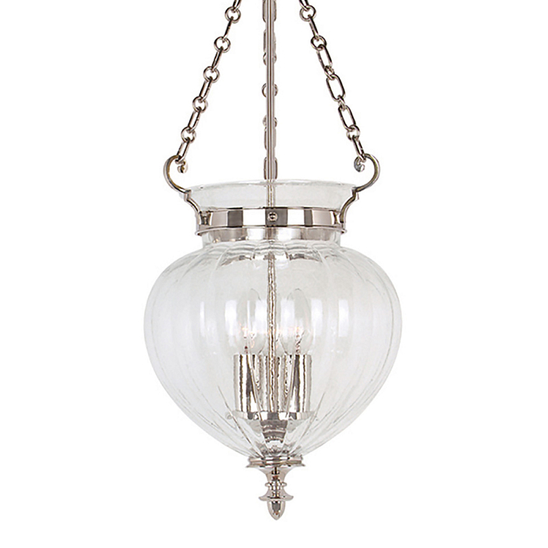 Подвесной светильник цвета никель с прозрачным ребристым стеклянным плафоном в классическом стиле Elstead Lighting Прозрачное Стекло Никель во Владивостоке | Loft Concept 