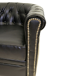 Кресло кожаное с мягкими подлокотниками на 4-х деревянных ножках Logan Leather Armchair black 2 варинант исполнения - 2 | Loft Concept во Владивостоке